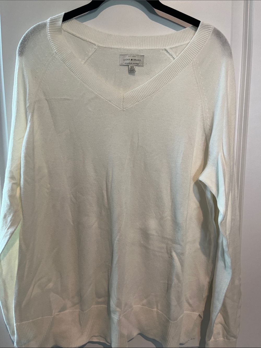 Lucky Brand Women's Ivory V-Neck Sweater